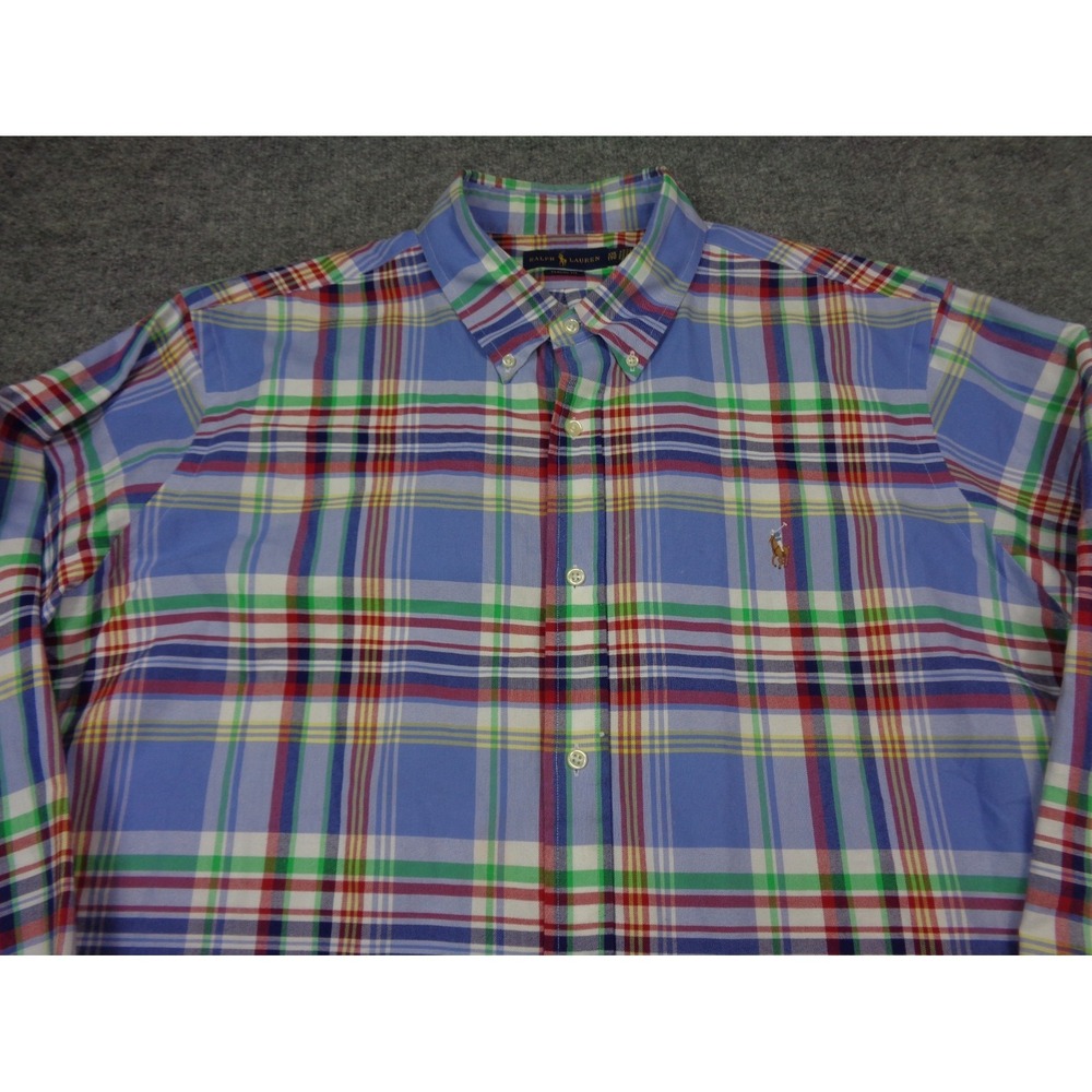 Polo Ralph Lauren Shirt Men's Size XXL Flesh Pony Plaid Long Sleeve 100% Cotton